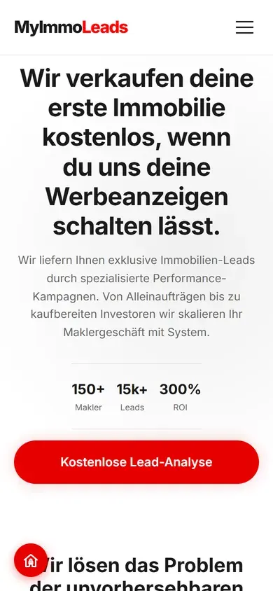 Website von MyImmoLeads am Handy