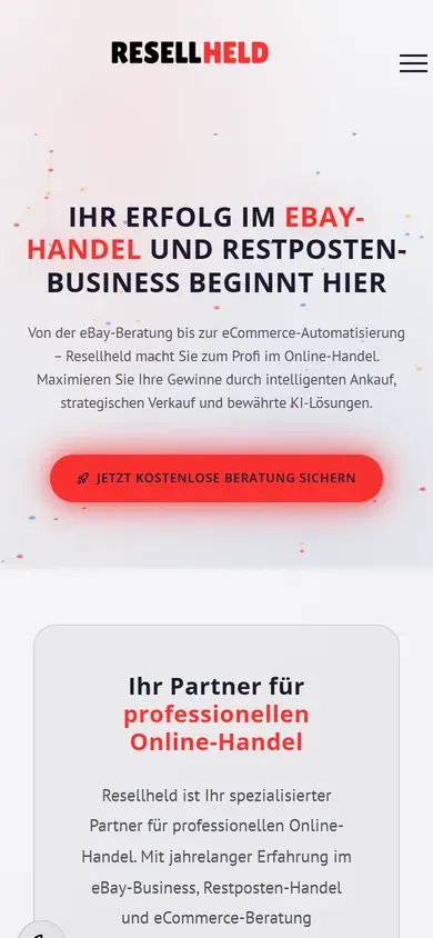 Website von Resellheld am Handy