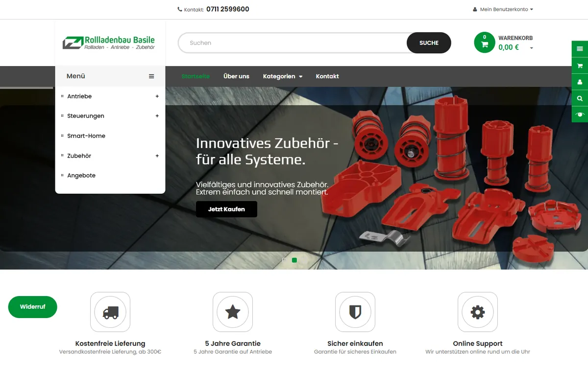 Rollladenbau Basile in der Desktop-Ansicht
